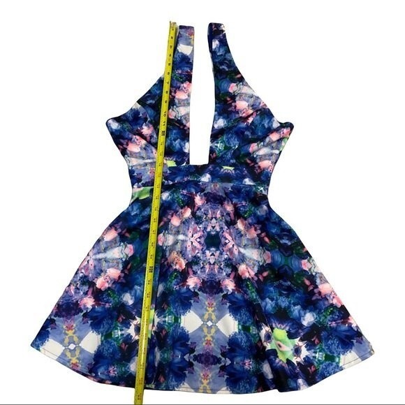Naven Floral Abstract Print Cutout Kaleidoscope Skater Dress S Prom Cocktail - Picture 6 of 10